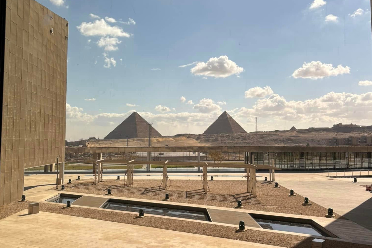 View over the Pyramids from the Grand Egyptian Museum